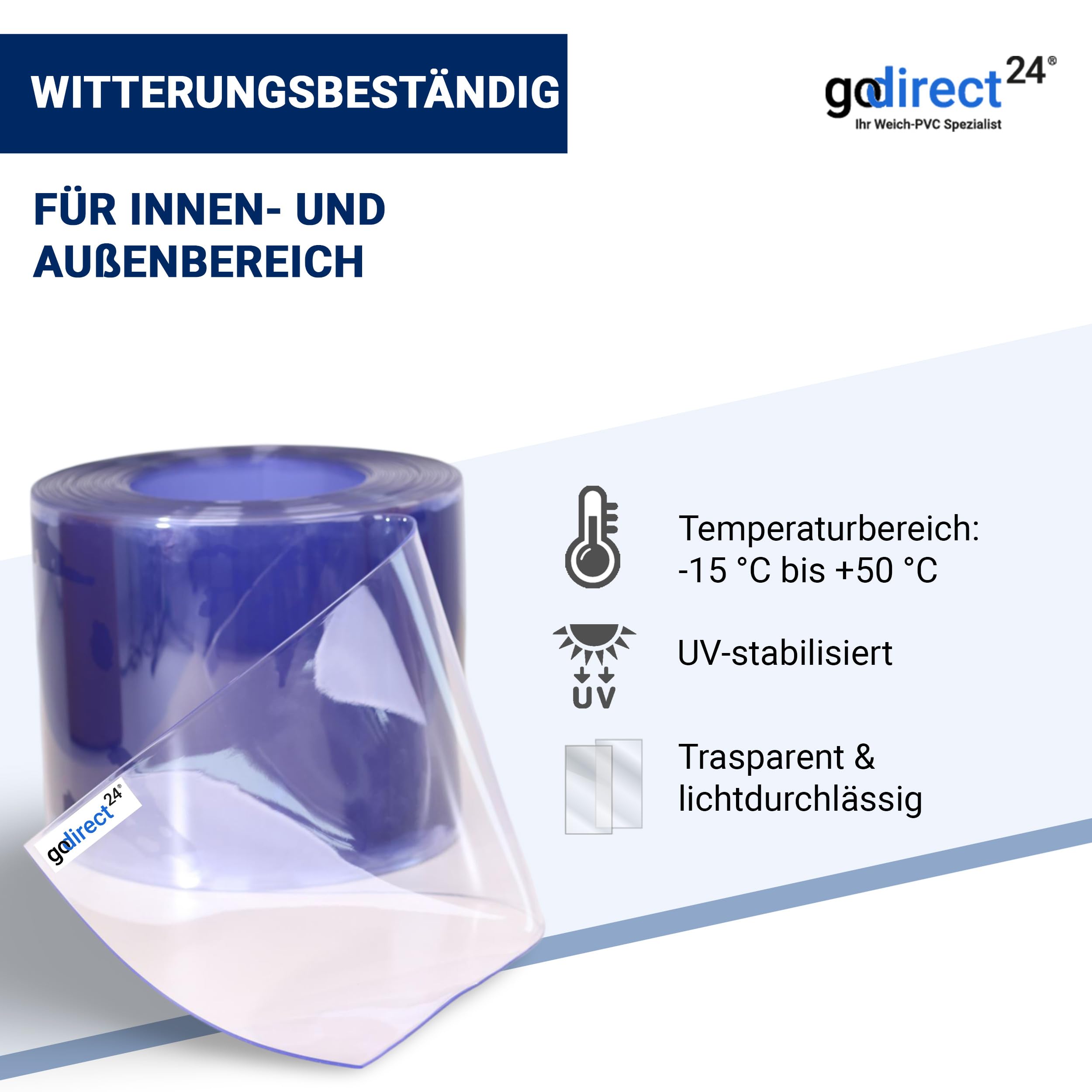 PVC Stroken Gordijn Rol Dubbel Geribbeld 50m x 300x3mm > Shop EFD