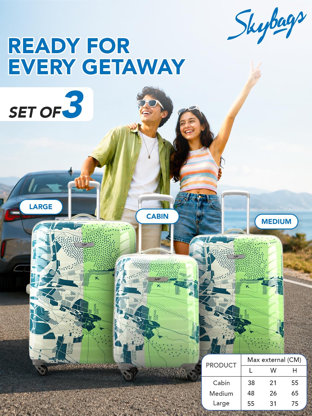 Skybags Trooper Luggage Set - Green -3