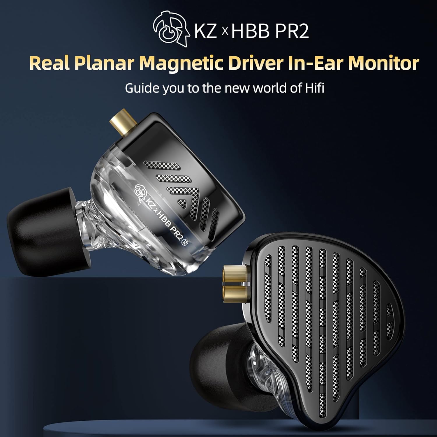 KZ X HBB PR2 in Ear Monitor Headphones, Planar Magnetic Driver IME Earphones, HiFi Alloy Die-Casting Shell Wired Earbuds, with Removable Silver-Plated Cable