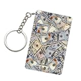 WINCCOR Us Dollar Bills Keychains Rectangular Acrylic Keychain Daily Key Ring Car Key Fob Holder 2X3 Inch