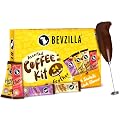 Bevzilla 24 Coffee Sachets & Frother (24 X 2 Gram Sachets) | 6 Pouches Each Flavour | Café Coffee Kit | Classic, Hazelnu