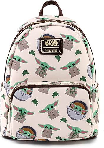 Loungefly Star Wars The Mandalorian Baby Yoda Grogu AOP - Bolso de hombro con doble correa para mujer, Varios colores, Loungefly Star Wars The