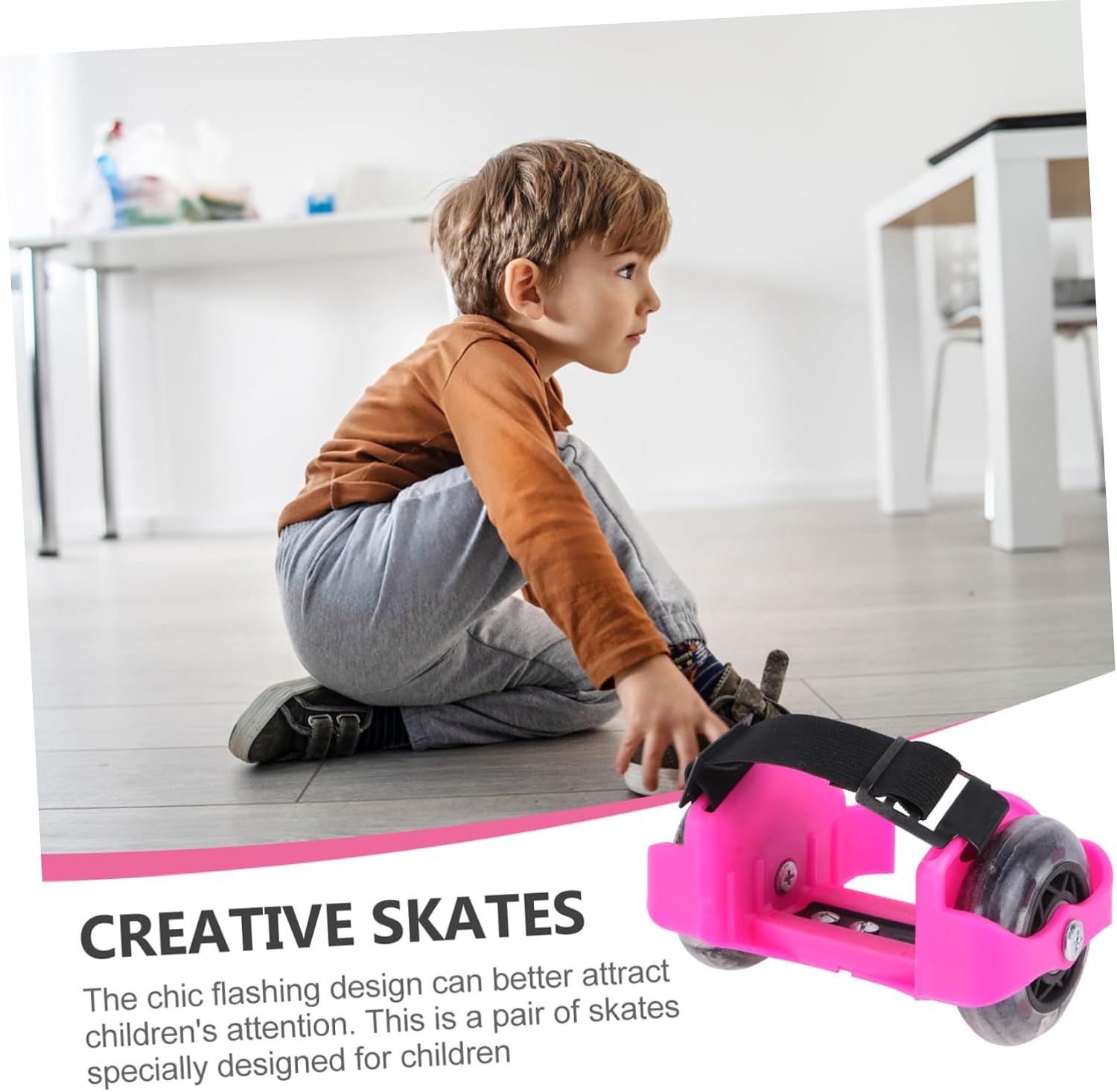 UKCOCO Adjustable Roller Skates with Light Up Wheels Flashing Outdoor Skates for Balance Enhancing Heel Shoes Protective and Decompression Design