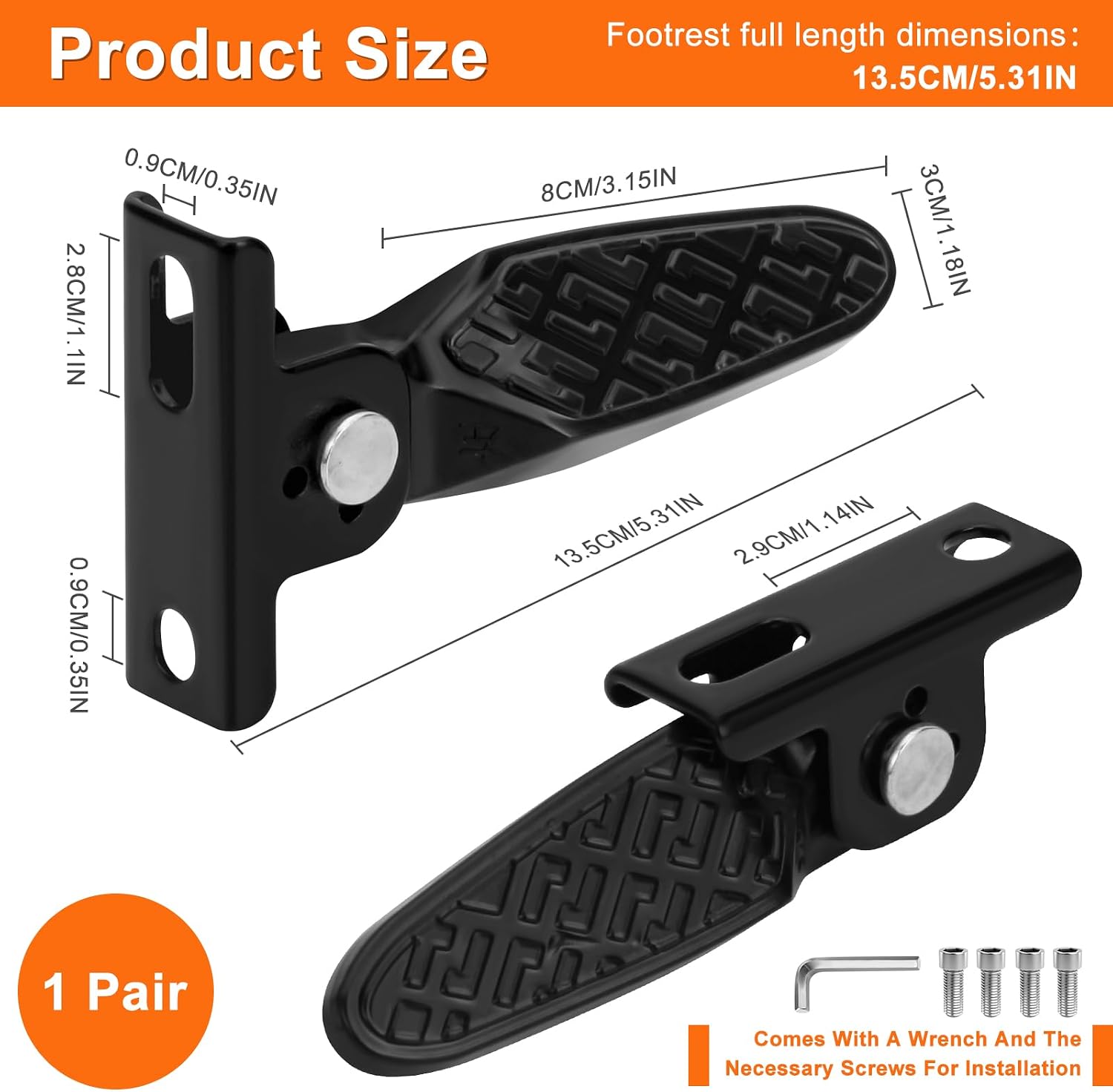 1 Pair Electric Scooter Folding Pegs, Mini Folding Non-Slip Bicycle Motorcycle Foot Pegs Rest Compact for Folding E-Bike, Bicycle