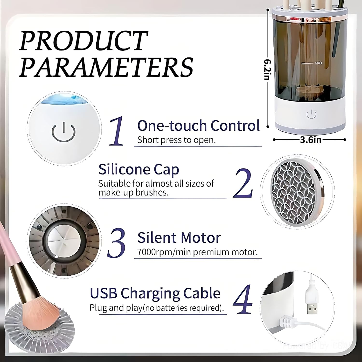 Makeup Brush and Sponge Cleaner, Quick Efficient Machine for Deep Cleaning Brushes Sponges, Portable Compact Design for Travel Home Use, for Makeup Lovers & Professionals