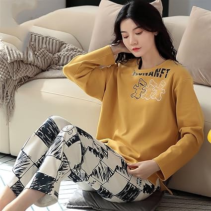 WDJZ Vestiti per La Casa in Cotone Stampato da DonnaIndumenti da Notte in  Cotone del Fumetto \u0026\u0026123 (Color : Gold, Size : L Asian(48-58Kg)) :  Amazon.it: Abbigliamento