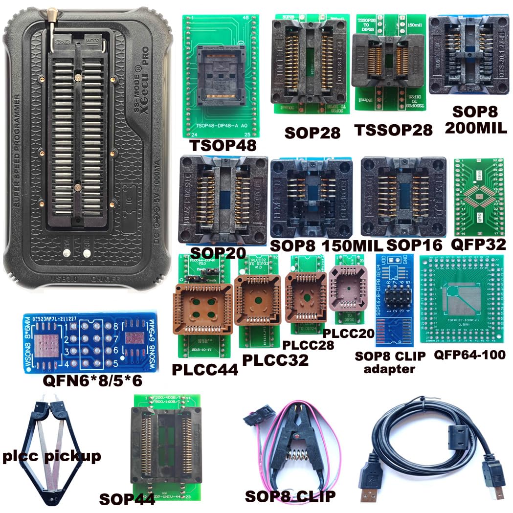 T76 Programmer 15 Adapters Compatible with XGecu T56 T48 TL866II Replacement Support Eprom ISP IC Chip SOP PIC NAND Flash EMMC QFN QFP GAL CPLD VGA BGA Socket