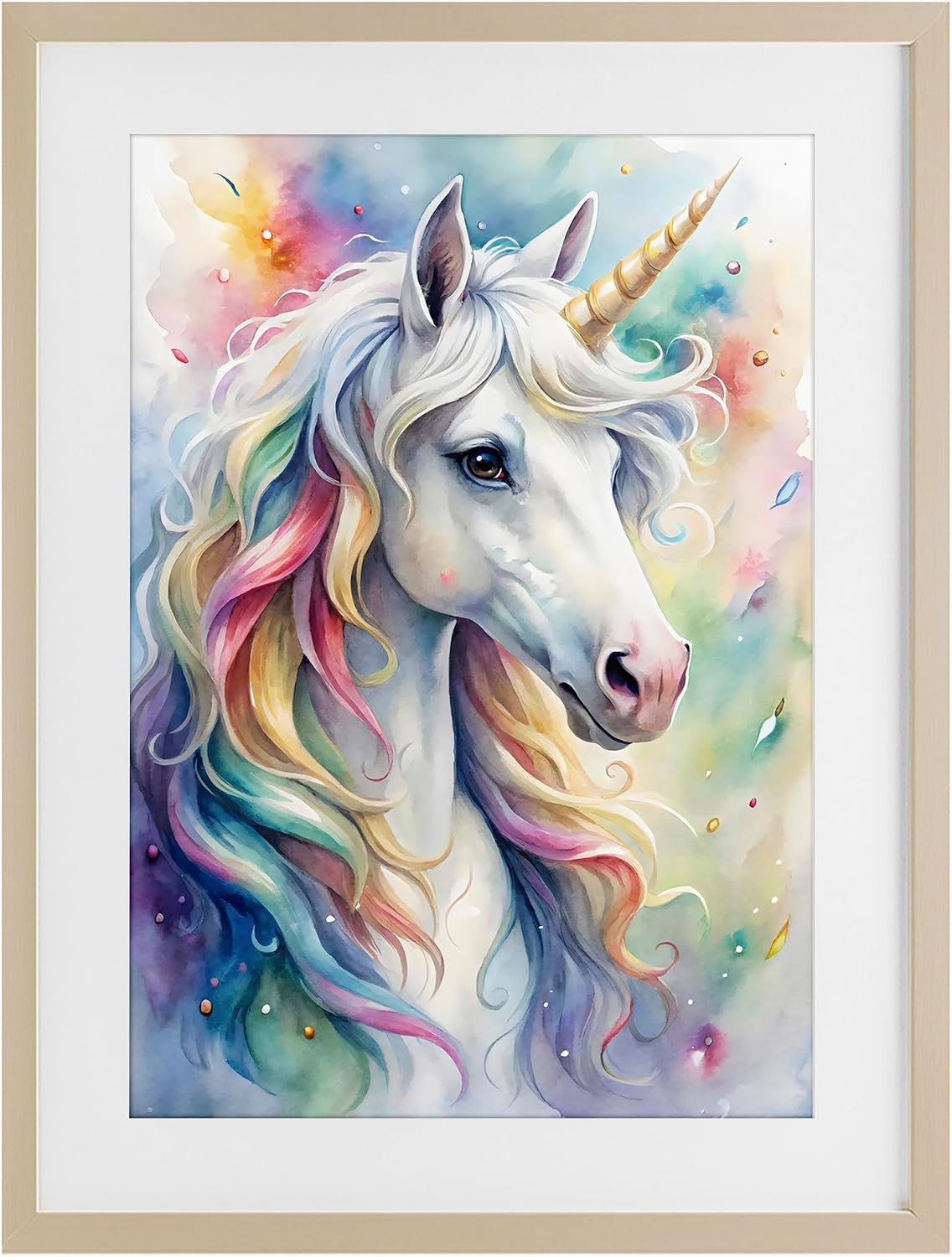 'Pastel Colorful Unicorn'| Framed Print Under Glass | Stupell Industries | Brown, 14 x 20 Inches, Easy to Hang and Sturdy, Made in USA, by Creative Studio