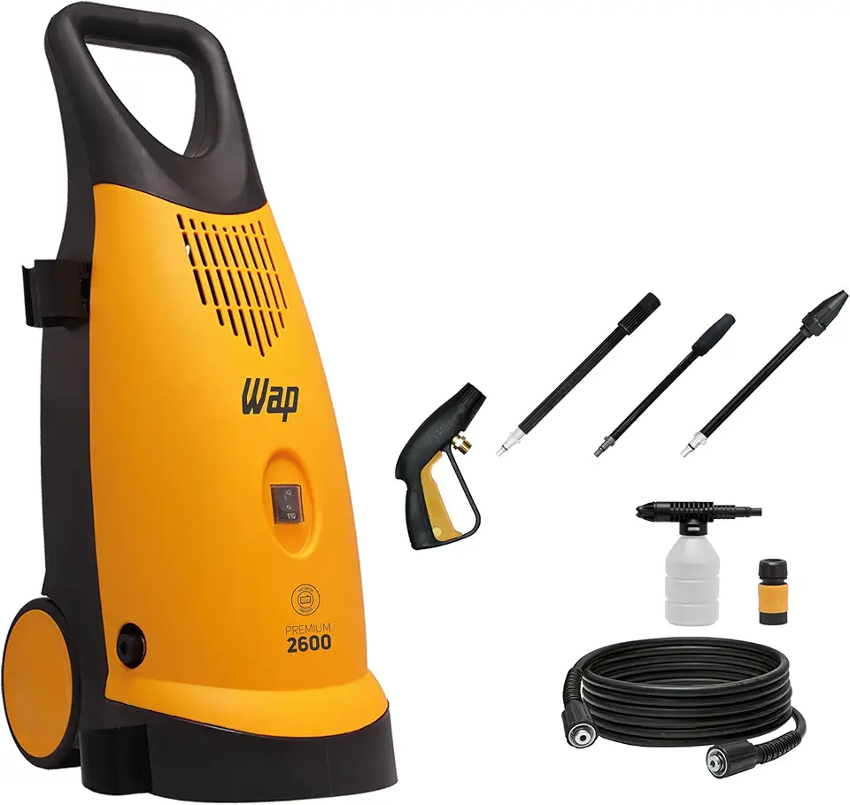WAP Lavadora de Alta Pressão PREMIUM 2600, Semi Intensivo, 360L/h, com Motor de Indução e Bico Regulável, 1900W 127V