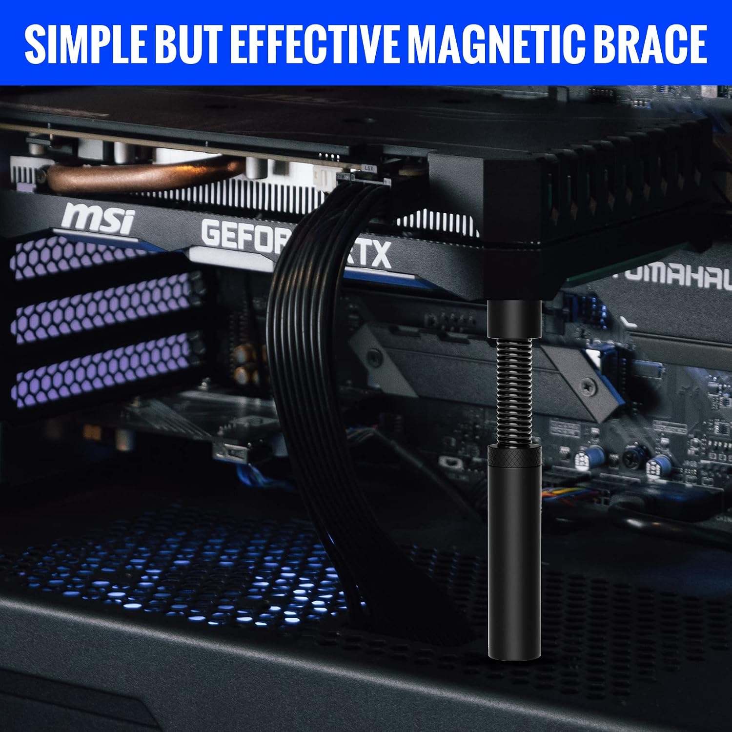 71LSGyAXJEL._SL1500_ Aivalas GPU Support Bracket, Graphics Video Card Brace with Height Adjustable, Anti Sag Holder for Universal Graphics Card Sag, GPU Stand with Magnet and Rubber Pad (Black)