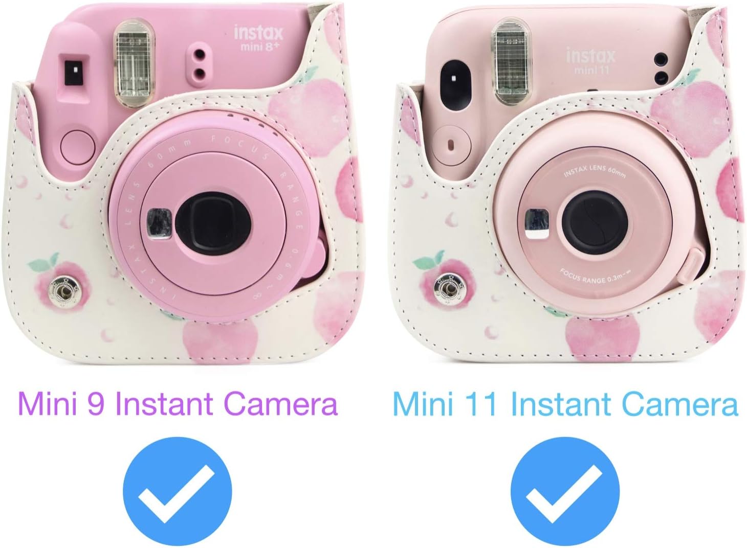 QUEEN3C Instant Mini 11 Protective & Portable Case, Designed for Mini 11 Instant Camera Also Compatible with Mini 9, Mini 8 Instant Camera, with Adjustable Shoulder Strap. (Peach)