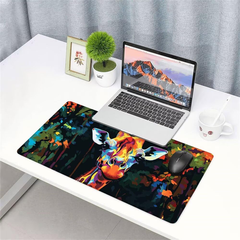 Alfombrilla de Mouse para Juegos, Colore, XXL, Antideslizante, Impermeable, Diseño de Giraffa, Extendido, Grande, 1200x600x3mm, para PC, Laptop, Ufficio, Famiglia d-223
