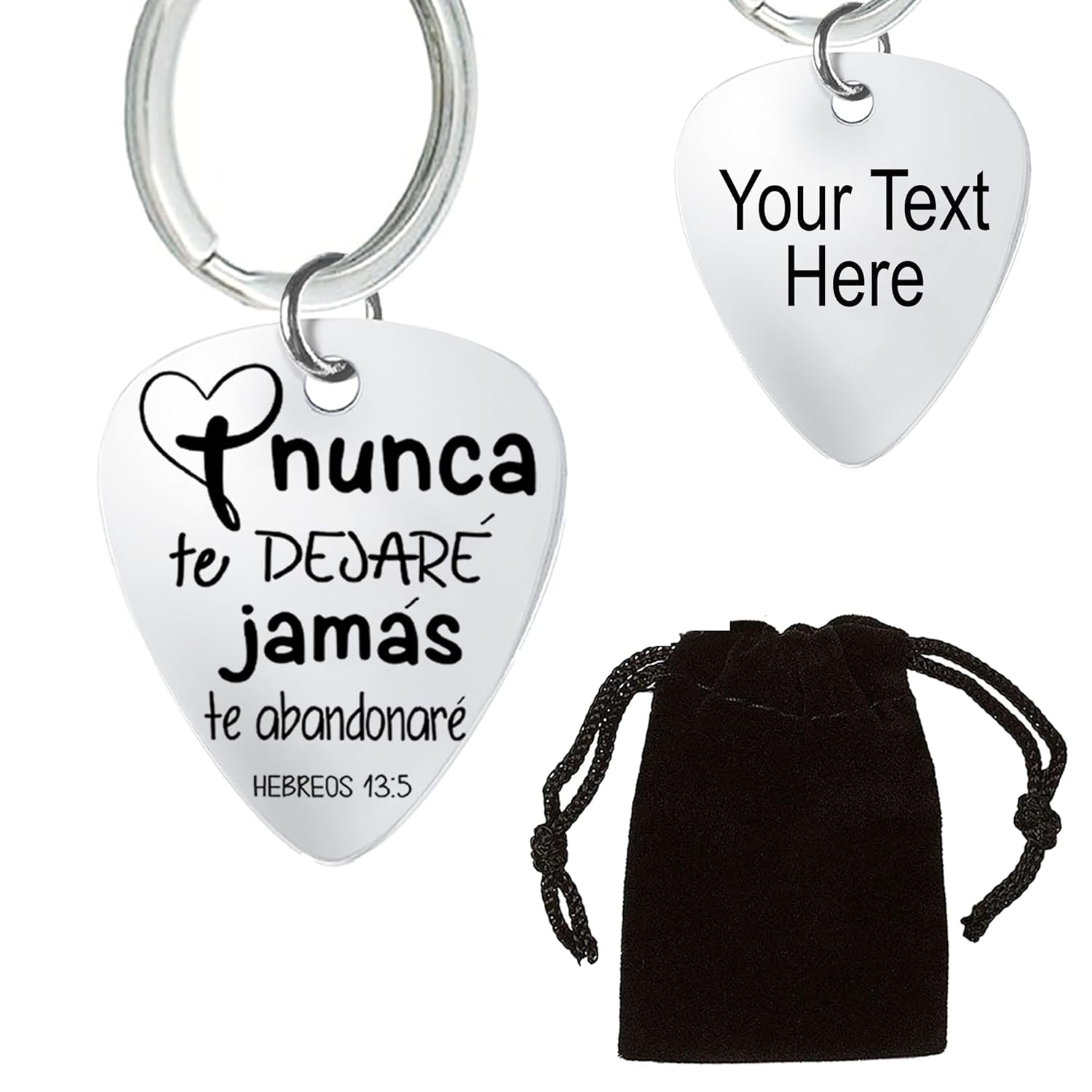 Personalized Spanish Bible Verse, Hebreos 13,5, Keychain