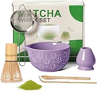 Vista 10 de Kit de juego de batidor de Matcha: Juego de Matcha japonés - Tazón de cerámica, batidor de bambú, Chasen, soporte para cuchara, cuchara medidora