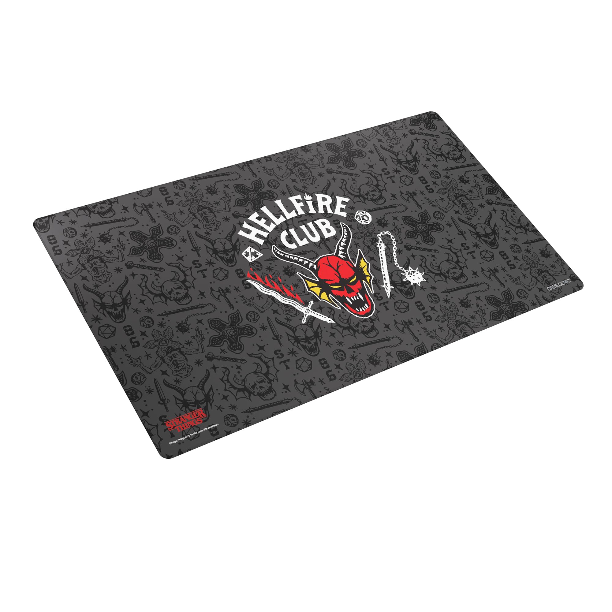 Gamegenic Stranger Things Hellfire Club Prime Playmat: tapete con Borde Cosido de 61 x 35 cm con Licencia Oficial, Superficie Antideslizante Juegos de Cartas y Uso en Escritorio.