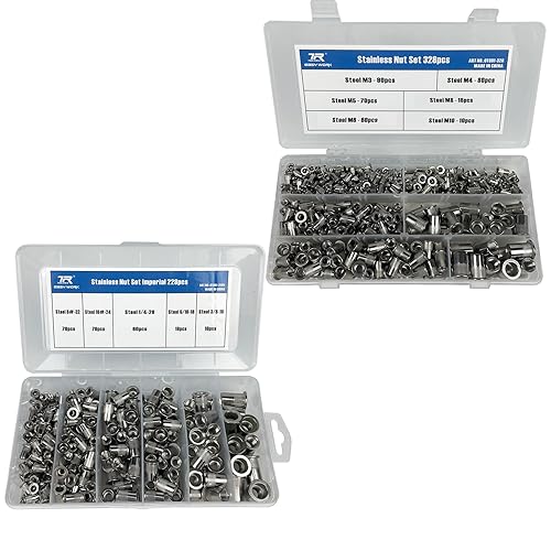 Kit de tuercas remachadoras de acero inoxidable SAE de 228 piezas y 328 tuercas remachadoras métricas de acero inoxidable