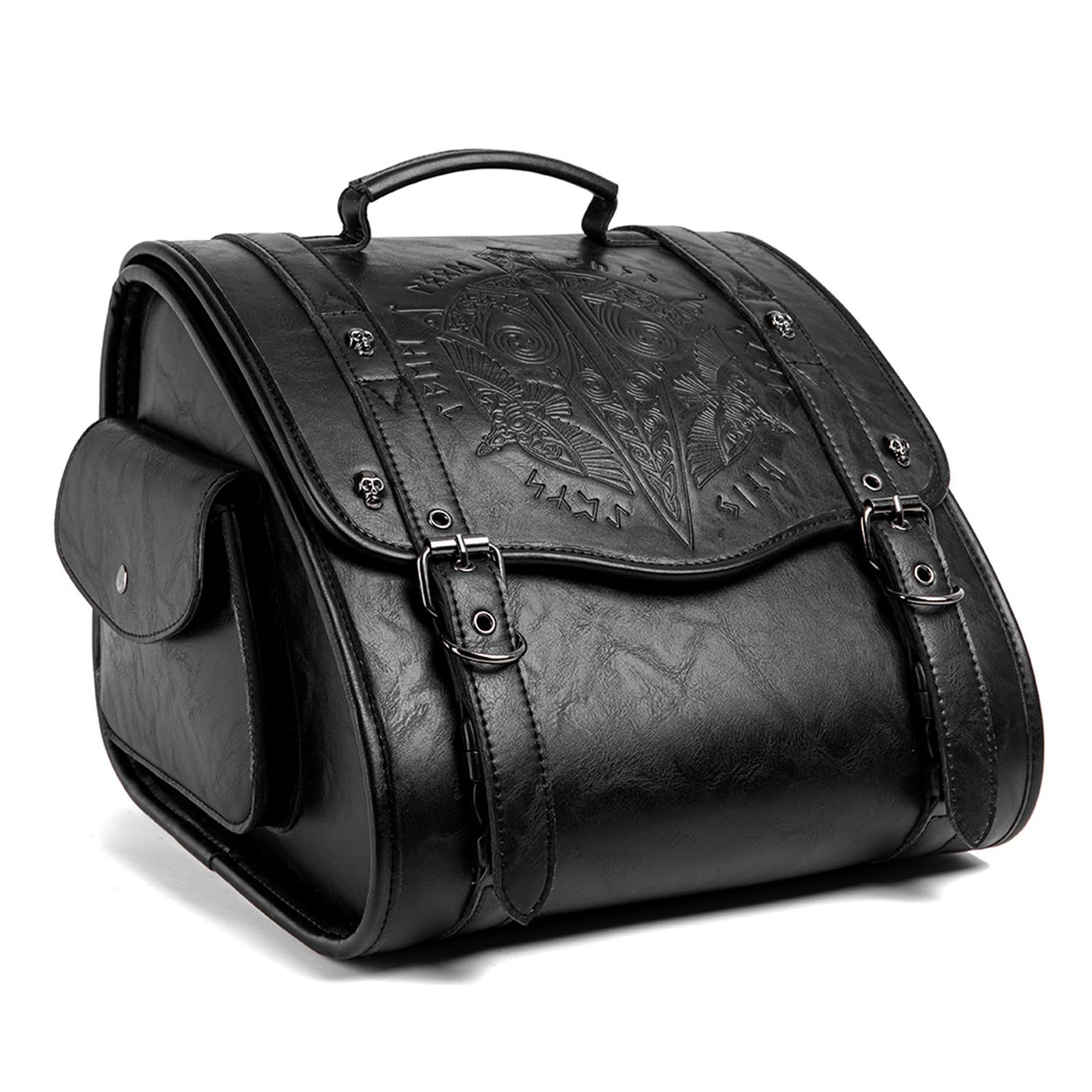Bolsa de asiento retro punk, piel sintética fuerte, almacenamiento de herramientas impermeable, bolsillo lateral fácil de montar para ciclismo, bolsillos laterales fáciles de instalar