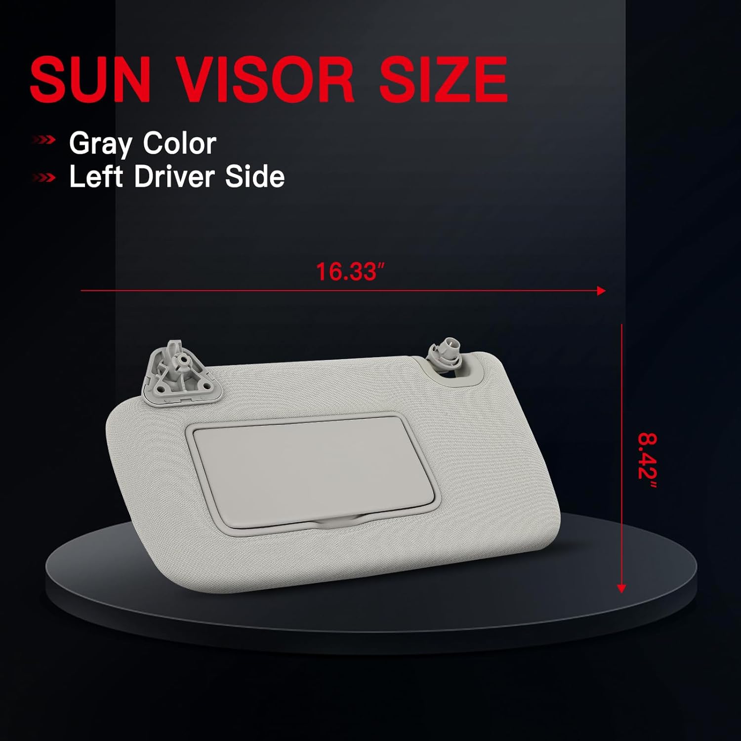 CCIYU Left Driver Side Sun Visor(Without Sunroof), Fit for 2013 2014 2015 2016 2017 2018 2019 for Nissan Sentra, Sun Visor for Car Windshield Replace 268-11645L (Gray)