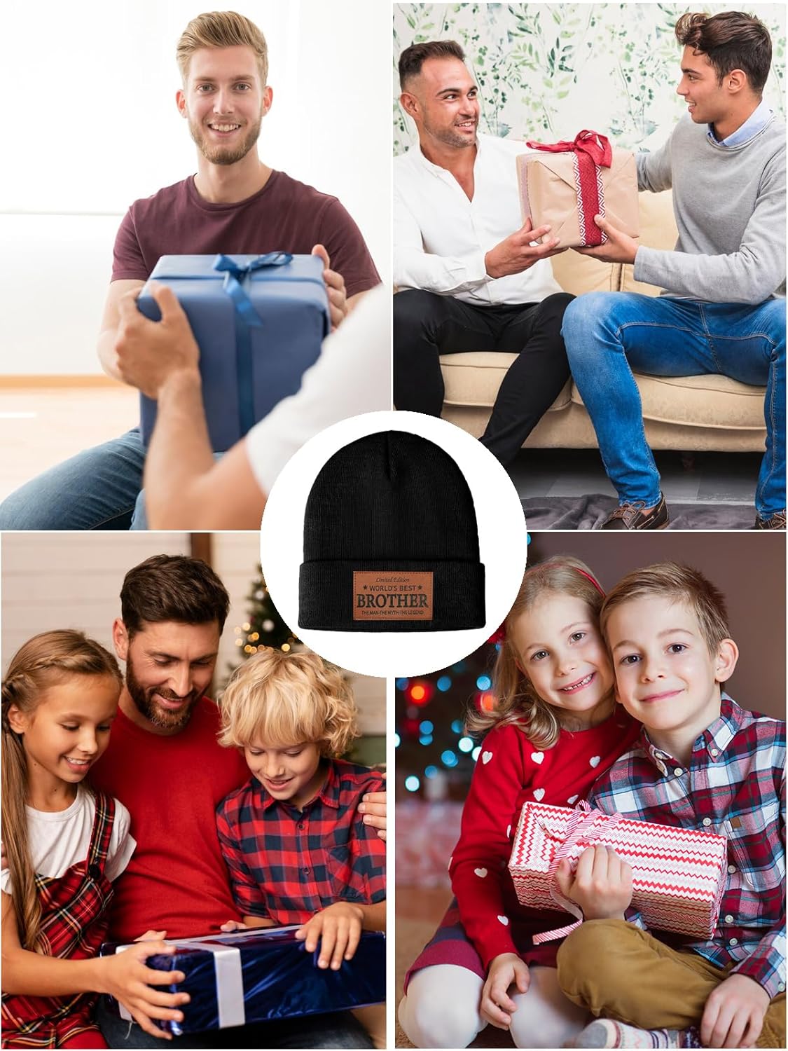 Worlds Best Brother Ever Gifts Leather Beanie Hat from Niece Nephew Christmas Stocking Stuffers Birthday Gift - Image 6