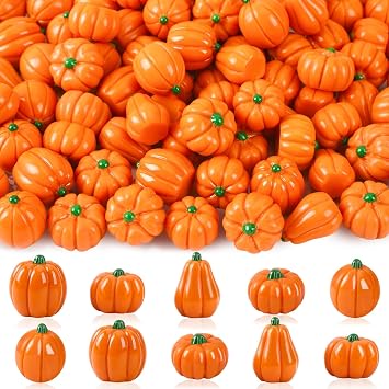 60Pcs Mini Artificial Pumpkins,Small Resin Pumpkins for Crafts | Fake Mini Little Resin Pumpkin Tiny for Crafts,And Mini Halloween Pumpkins for Home Decor