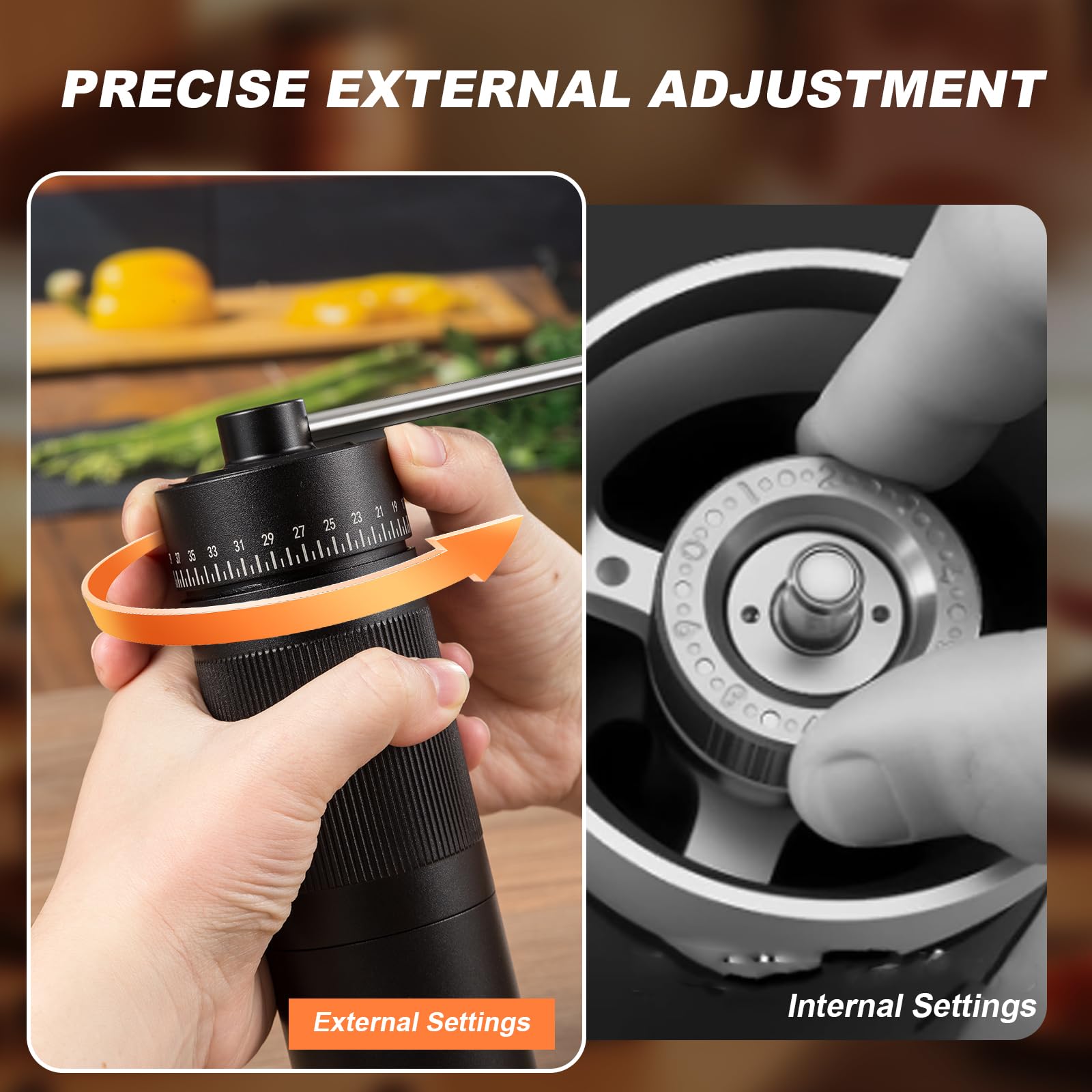 Brun - Moulin à Café Portable En Acier Inoxydable, Machine Manuelle