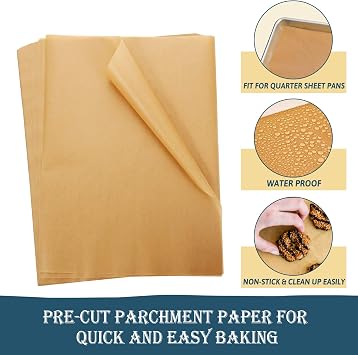 Hiware 200 PCS Parchment Paper Baking Sheets 9x13 IN, Precut Non-Stick Parchment Paper for Baking, Cooking, Grilling, Frying and Steaming - Unbleached, Fit for Quarter Sheet Pans