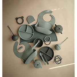 mushie Silicone Baby Teether Ball Toy (Dried Thyme)