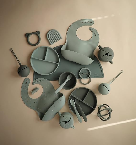 mushie Silicone Baby Teether Toy | Bear (Dried Thyme)
