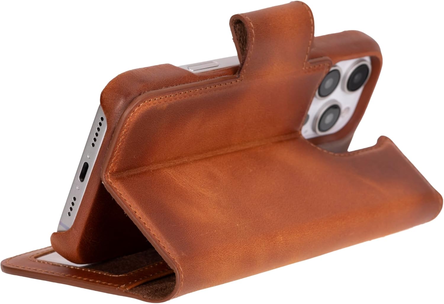 Venito Vicenza Compatible with iPhone 16 Pro Max Wallet Case with Card Holder, MagSafe Compatible, Leather Detachable Strong Magnetic Kickstand Flip Cover, Drop/Impact Protection 6.9", Antique Brown