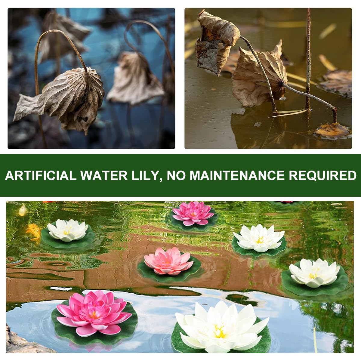 6 Pezzi Fior Lotos Artificiale Ninfee Galleggianti Impermeabile, Fiore di Loto in Schiuma, Loto di simulazione Fiori galleggianti per Acquario Terrazza Giardino Piscina Laghetto