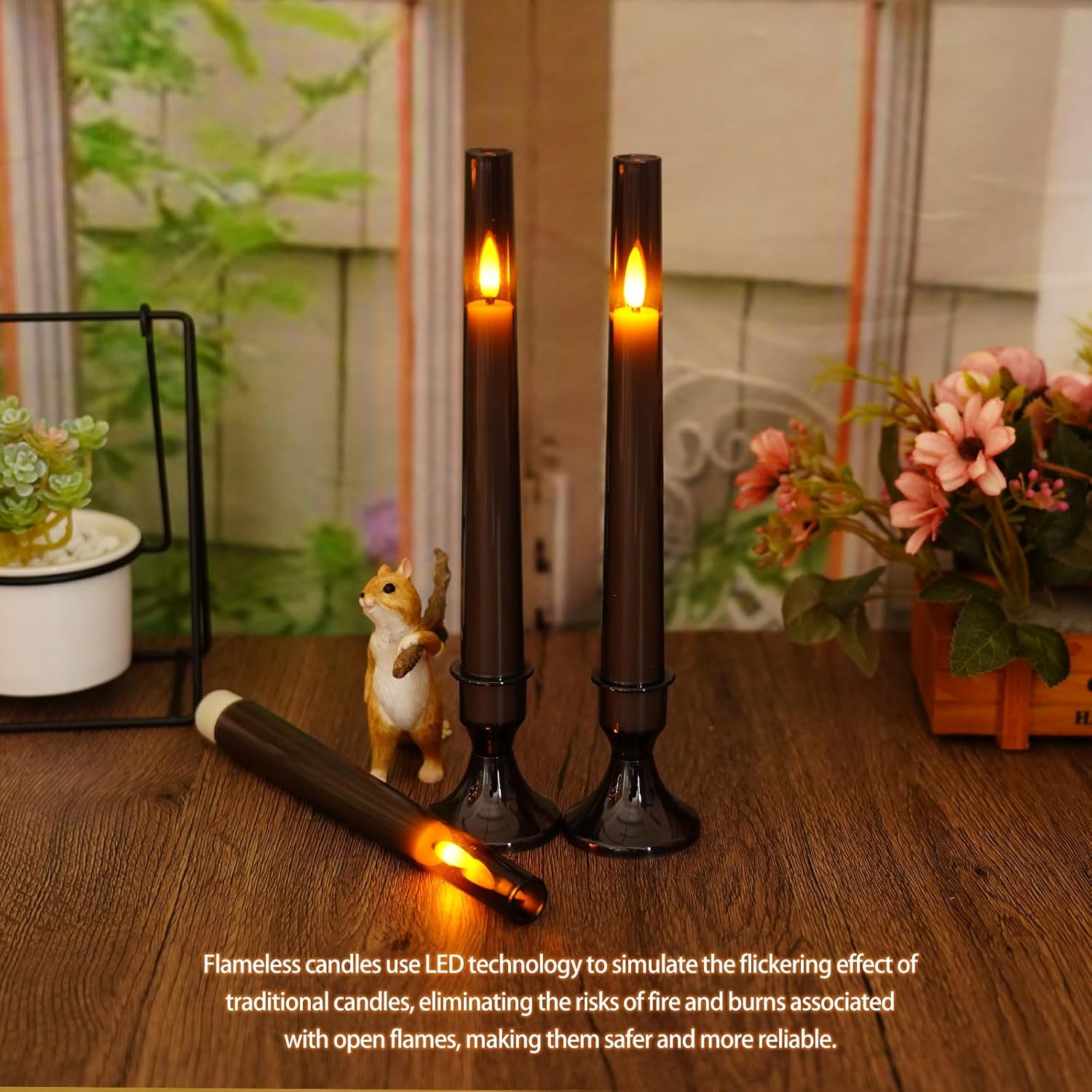 Flameless Taper Candles Flickering with Remote and Timer, 9 Pack Led and Battery Operated Candles for Home Decoration, Party, Weddings, and Holiday Celebrations（Grey）