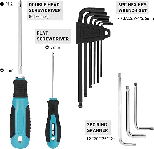 Miniatura 6 de DuraTech Kit de reparación de bicicleta de 40 piezas, kit de herramientas de bicicleta con estuche de transporte, accesorios de bicicleta para