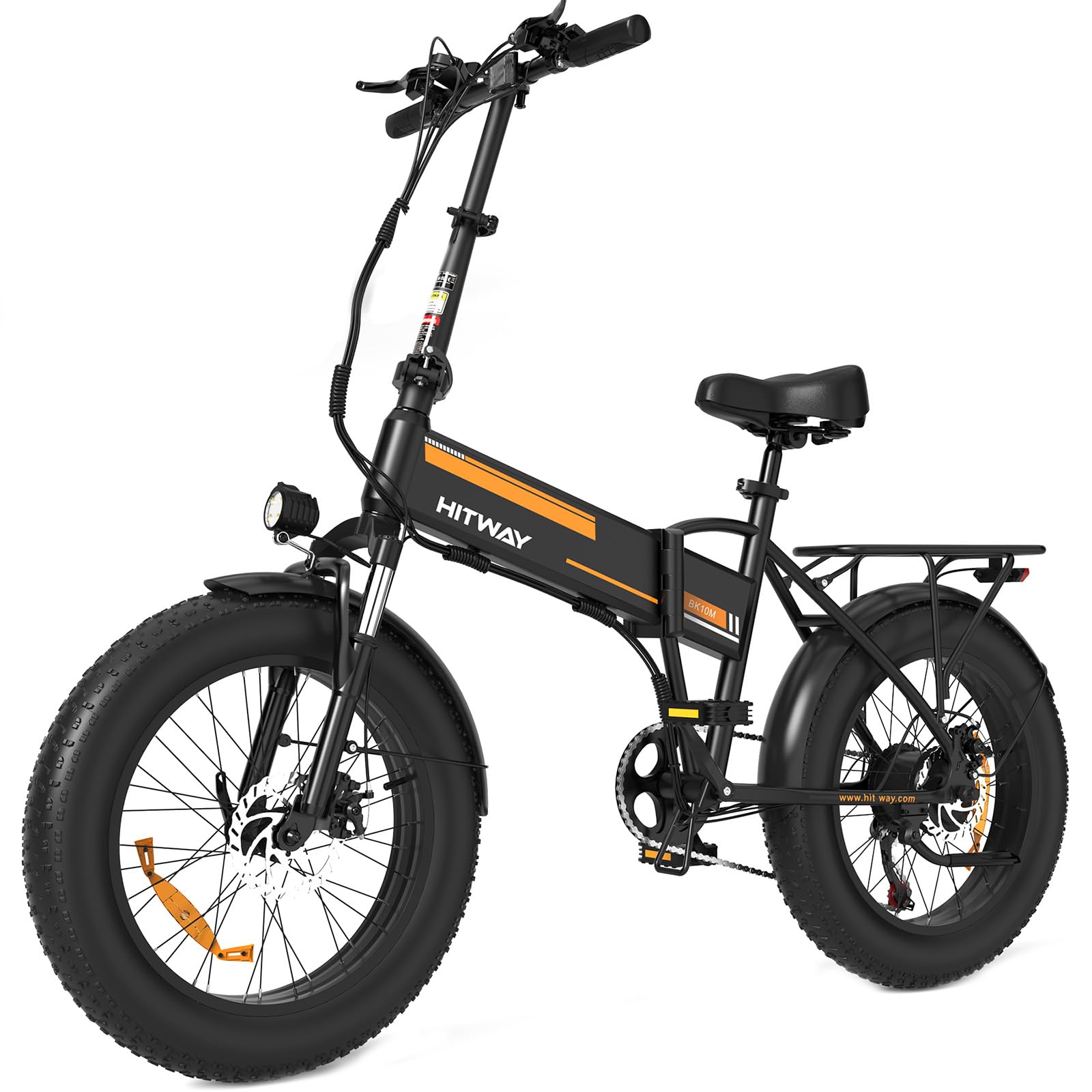HITWAYBK10M Folding All Terrain Electric Bike for Adults, 20 x 4 Inch Fat Tires, 750W Motor, 48V 12Ah Removable Battery, 22-55 Mile Range, 7 Speeds with Pump and Lock, Black