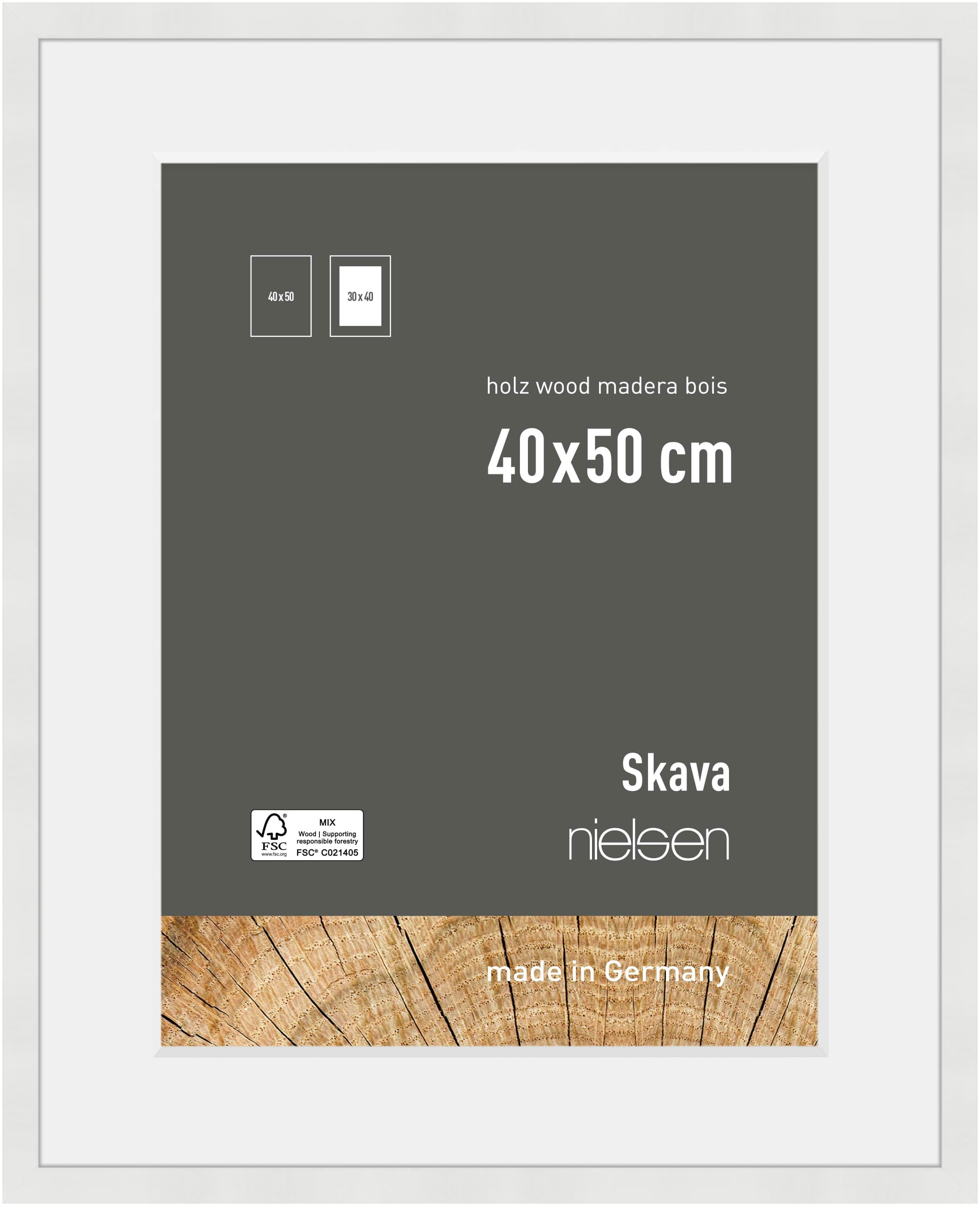 Nielsen Skava 40 X 50Cm White Wooden Picture Frame With 30X40Cm MountFloat Glass And Push/turn Clips from B&Q