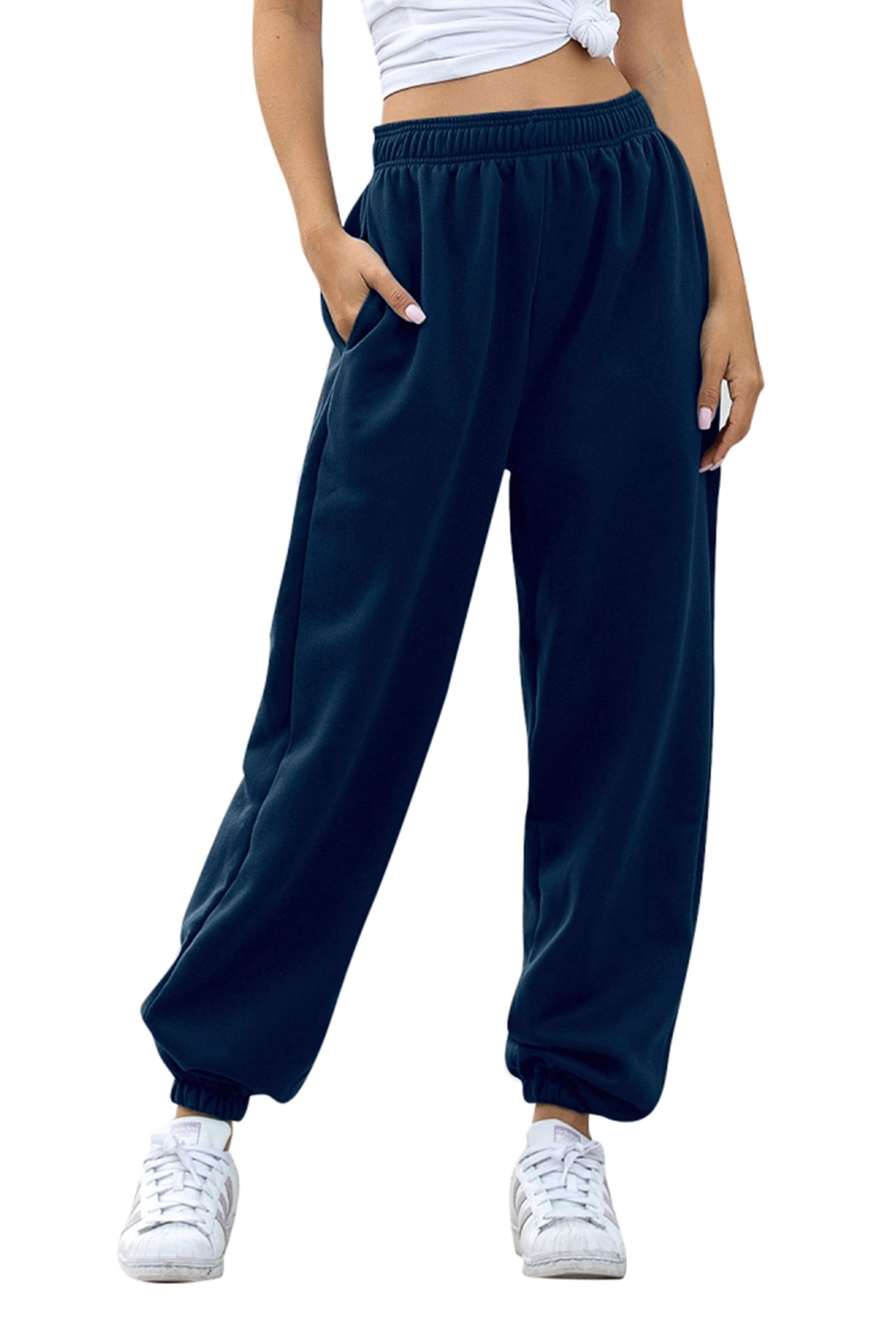 Willow Dance Wide Leg Sweatpants for Women High Waisted Baggy Joggers Elastic Loose Active Pants with Pockets