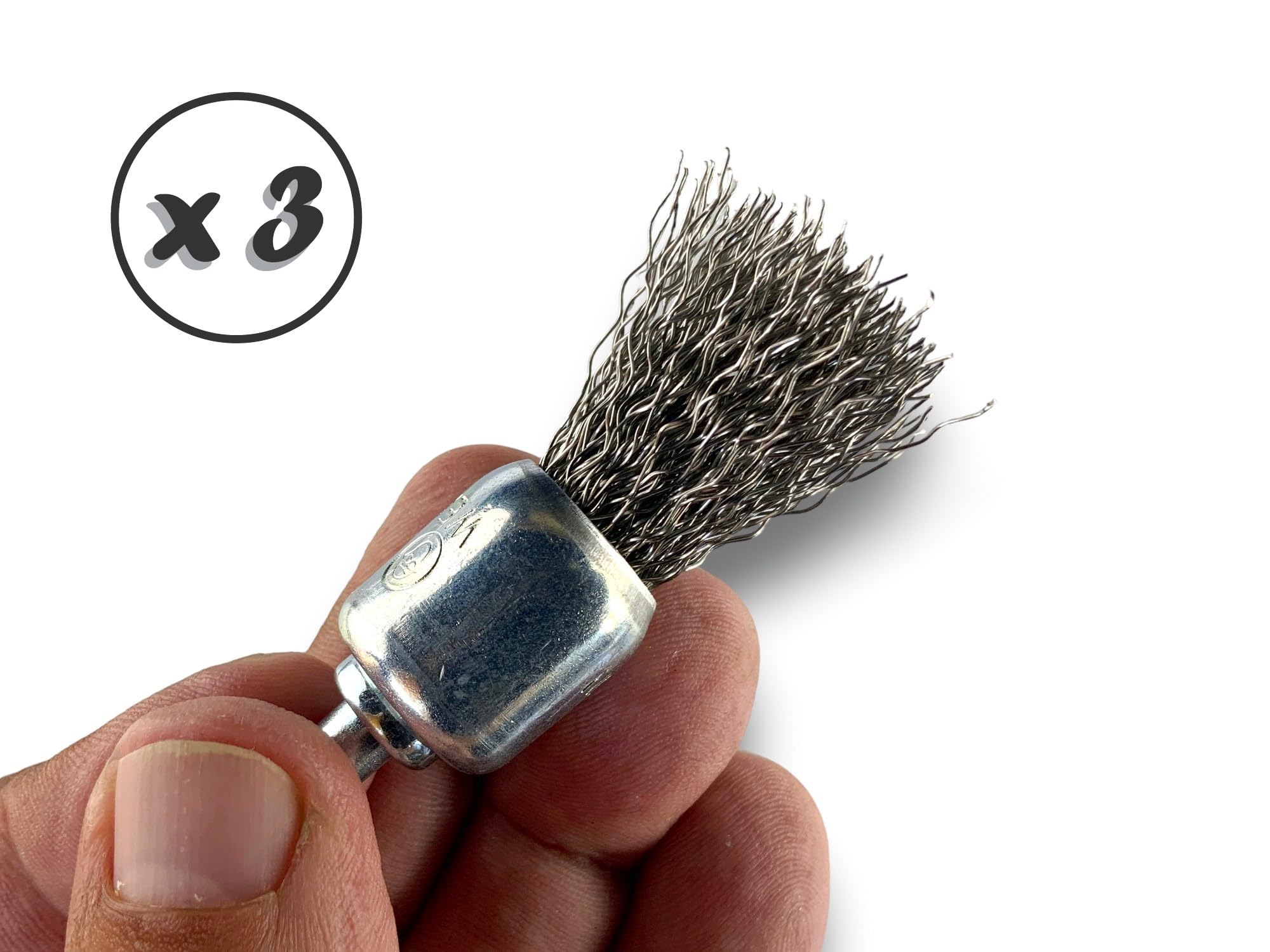 Kibros Lot 3 brosses en bout pinceau tige Ø 6 mm fil inox dur Ø 18 mm