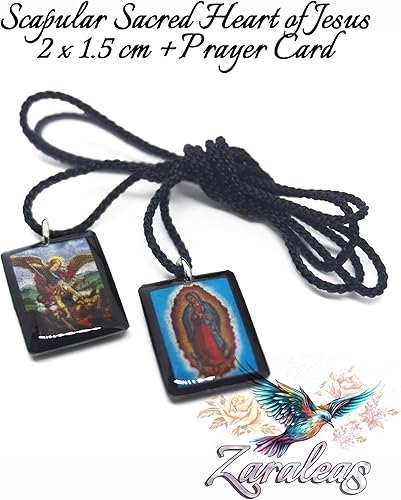 Miniatura 5 de Escapulario de cristal acrílico hecho a mano del Sagrado Corazón de Jesús, Sagrada Virgen del Carmen, Sagrada Virgen de Guadalupe y San Miguel