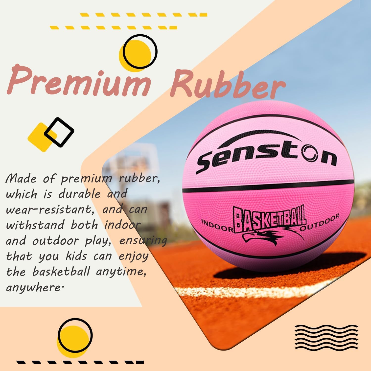 Senston Basketball Größe 6, Basketbälle mit Pumpe für Damen und Mädchen
