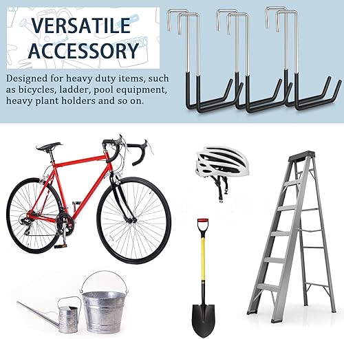 Miniatura 4 de Paquete de 6 ganchos resistentes para colgar ganchos grandes con revestimiento de vinilo en forma de S para colgar escaleras, perchas para