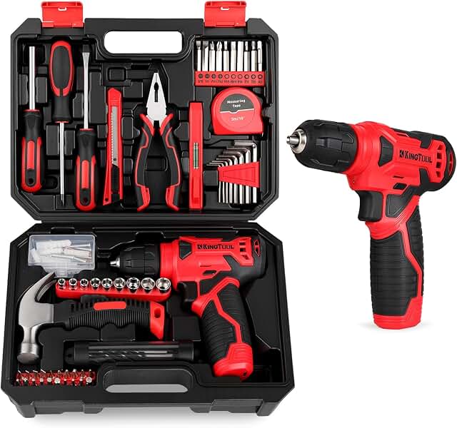 KingTool 156-Piece Tool Kit with 8V Drill