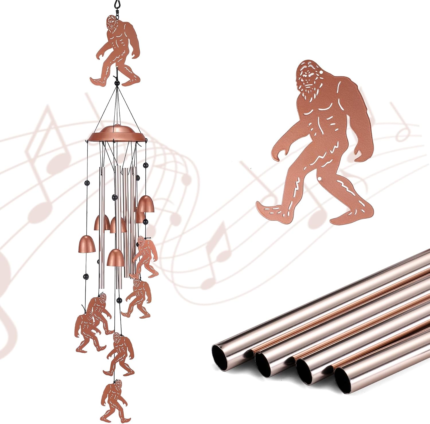 Bigfoot Wind Chimes Outdoor Sasquatch Gifts for Men Dad Grandpa