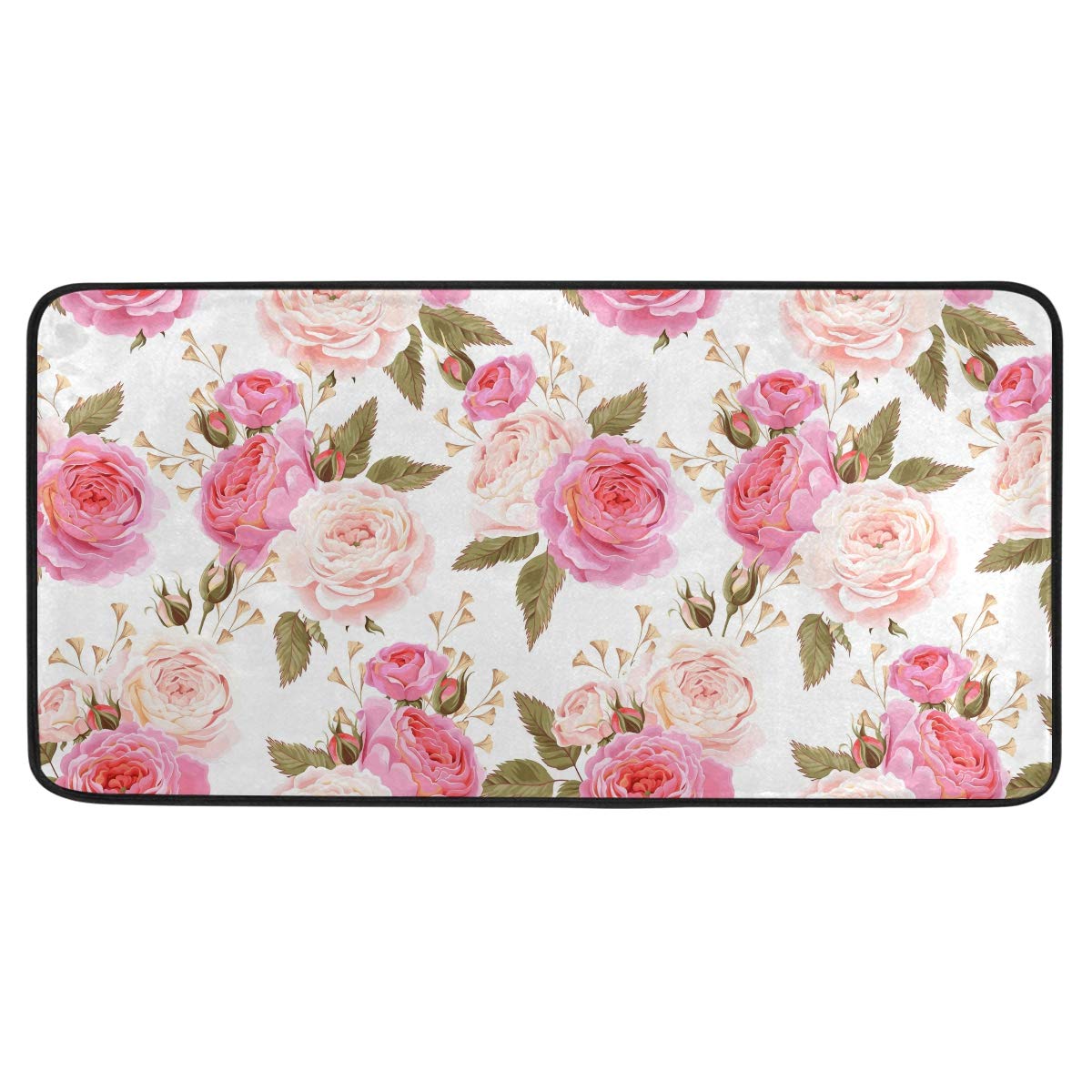 (similar) susiyo Kitchen Mat Beautiful Floral Pink Roses Kitchen Rug Mat Anti-Fatigue Comfort Floor Mat Non Slip Oil Stain Resistant Easy to Clean Kitchen Rug Bath Rug Carpet for Indoor Outdoor Doormat