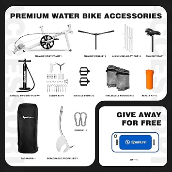 Spatium SUP Water Bike for Lake Inflatable Pedal Boat for Single Inflatable Water Bike Paddle Board Inflatable Fishing Kayak Water Floating Water Bicycle The Fun of Water and Fishing+Mat