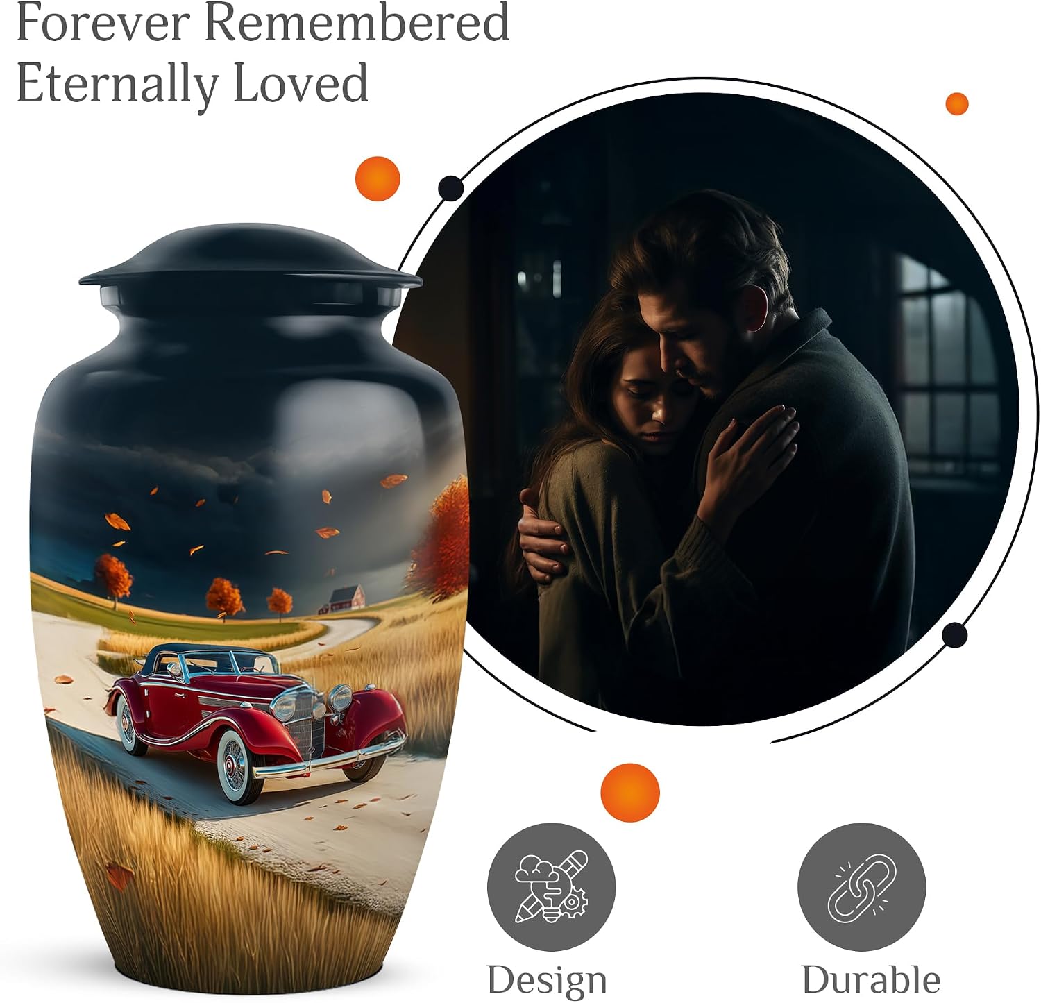 YATHABI Red Car Urn for Ashes Adult Male - Funeral Burial Urns for Human Ash - Blue Memorial Urns for Human Ashes Adult Female - Large Urn - 10 Inch