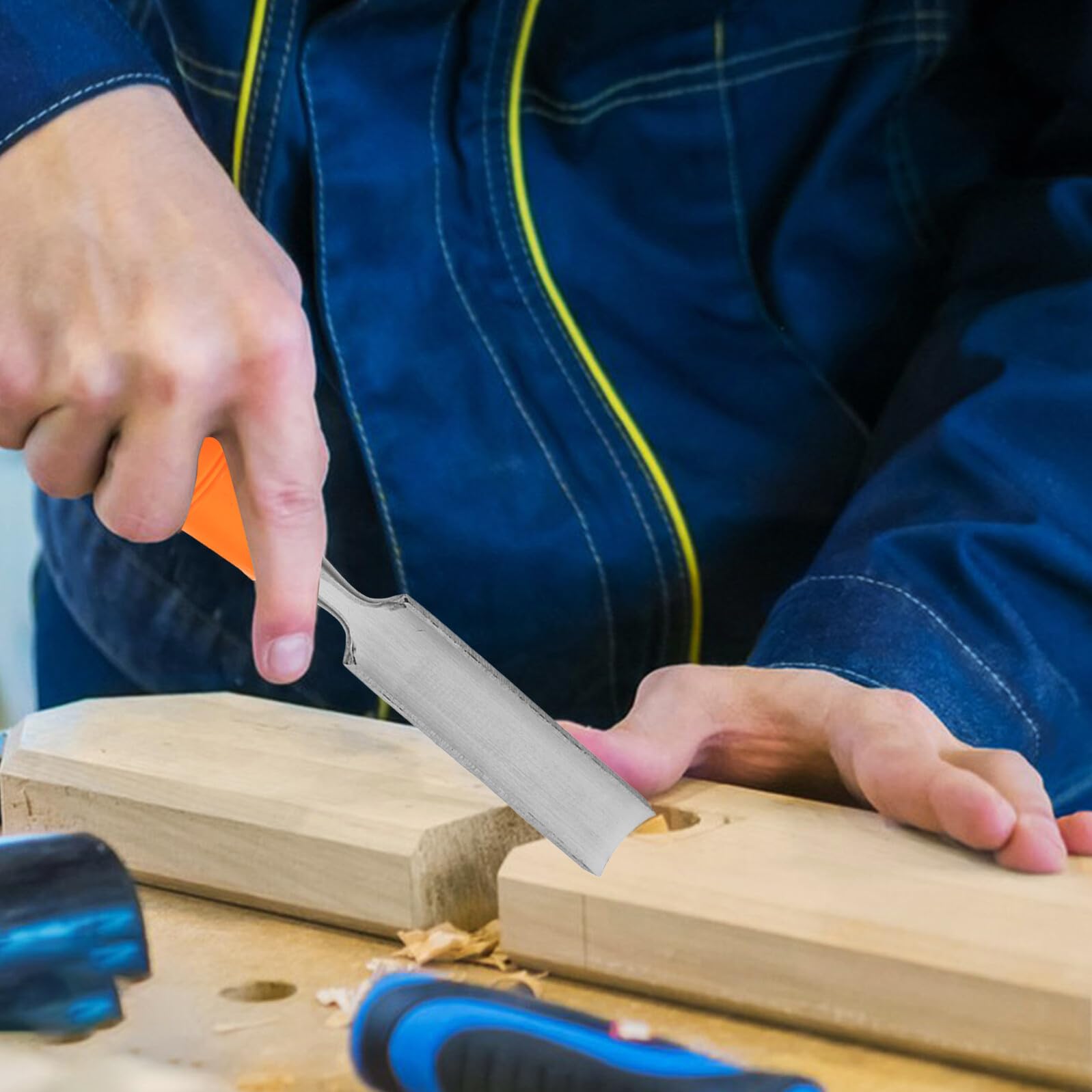 Ensemble de 4 Ciseaux à Sculpter le Bois en Acier, Spatule Plate