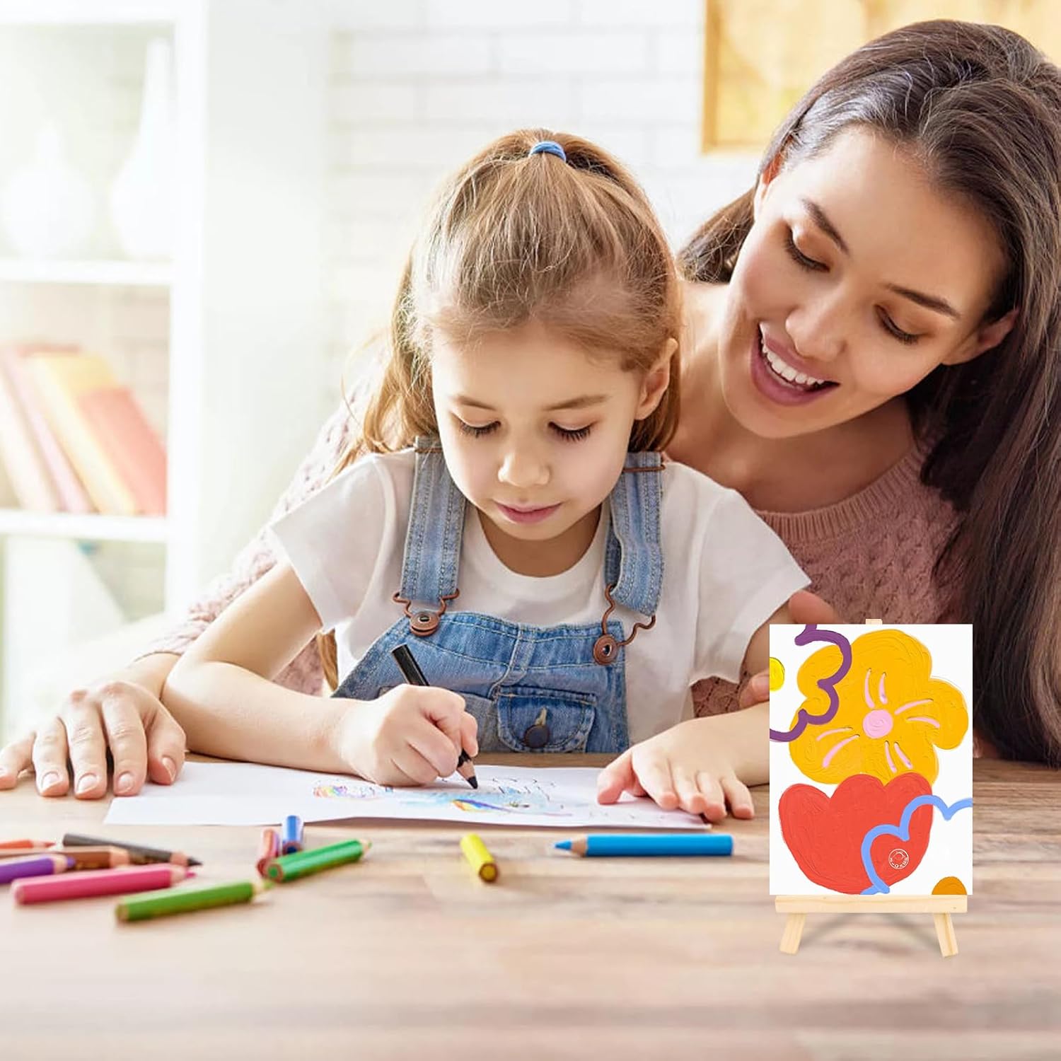 60 Pcs Mini Easel Stand 5 Inches Mini Wood Canvas Holder Small Easels for Painting Artist Triangle Easels, Art Craft Painting Easel Stand for Weddings, Photos, Crafts, Business Cards