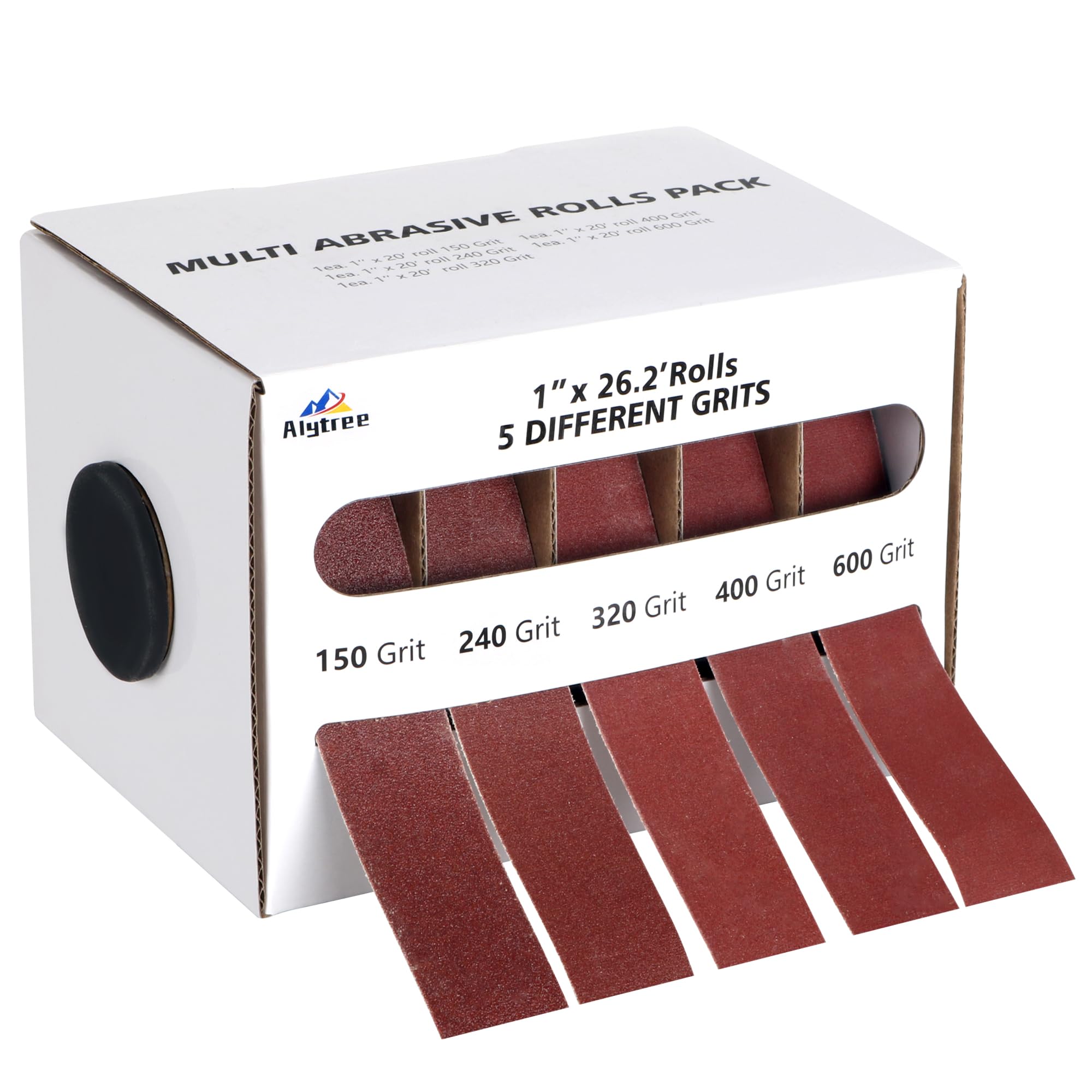 5 Grits Emery Cloth Roll 8M, 150 240 320 400 600 Grits Abrasive Sand Paper for Metal and Wood Furniture with Dispenser - Red Sandpaper Rolls