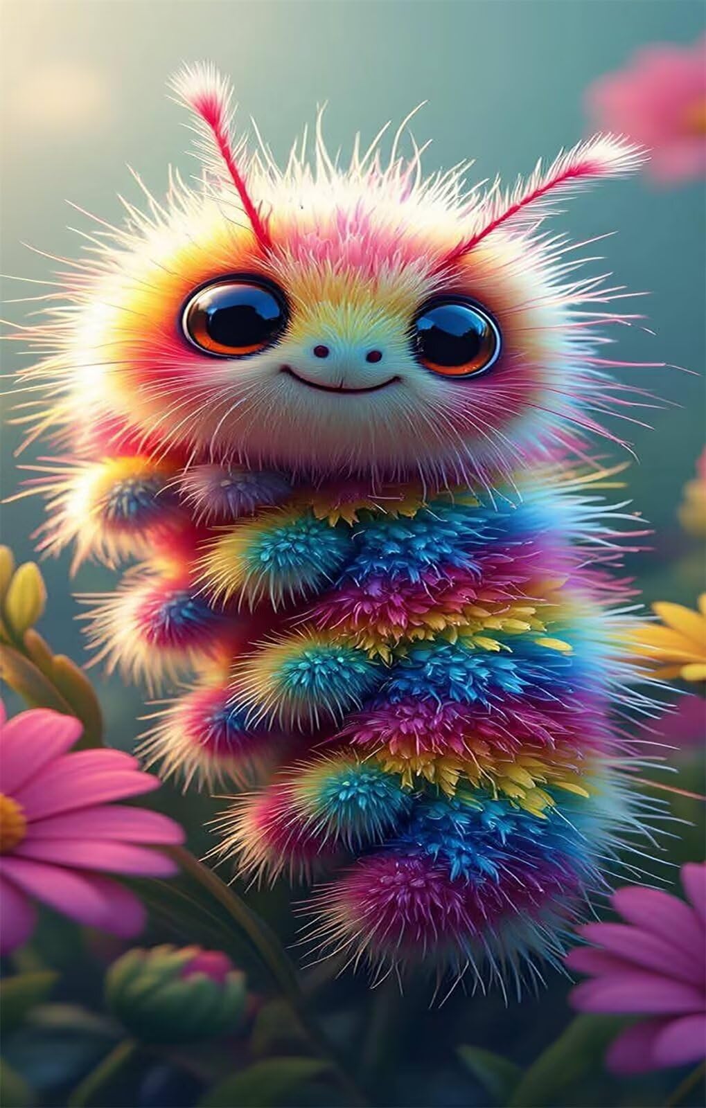 Niedliche Regenbogenraupe Jigsaw Puzzle 2000 Teile für Erwachsene - Kniffliges Kunstmotive Denkspiel, Beruhigendes Hobby & Elegante Raumdeko (100x70 cm)