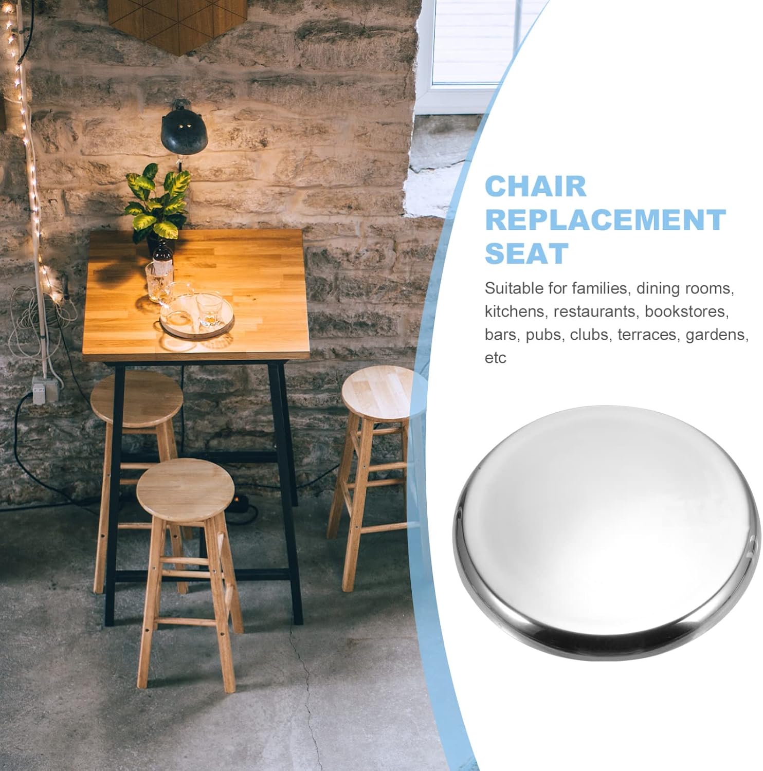 VOSAREA Replacement Seat for Stool Bar Stool Seating Part Chair Stainless Steel Cushion