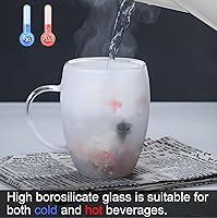 Vista 9 de Juego de 4 tazas de café de vidrio de doble pared, tazas de espresso para capuchino, té, café con leche, tazas lindas aisladas